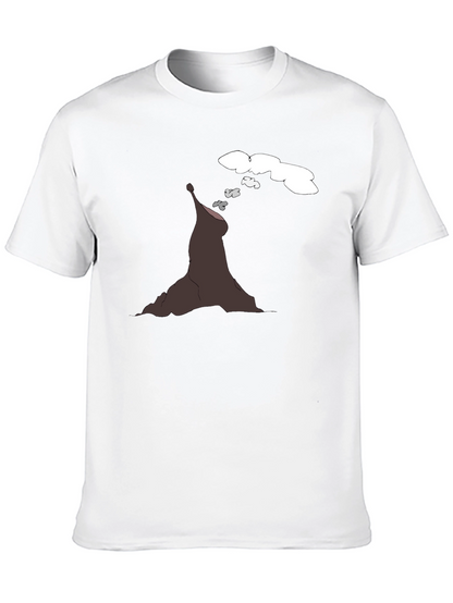 Volcano Cartoon Black T-Shirt