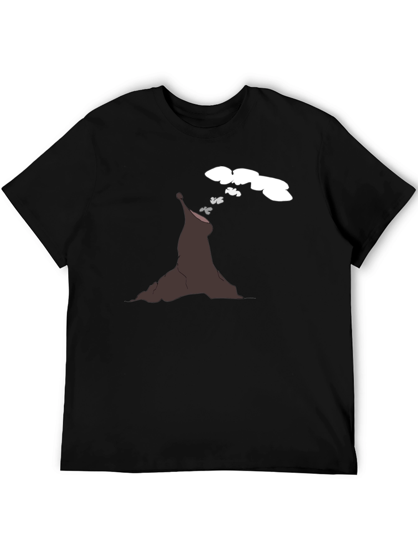 Volcano Cartoon Black T-Shirt