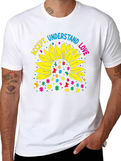 Accept Understand Love Sunflower Autism Awareness T-Shirt