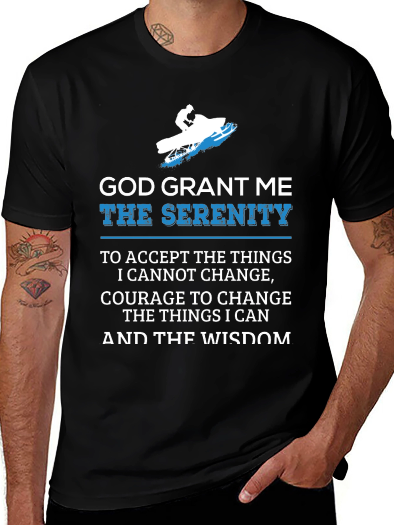 Serenity Prayer Snowmobile Black T-Shirt