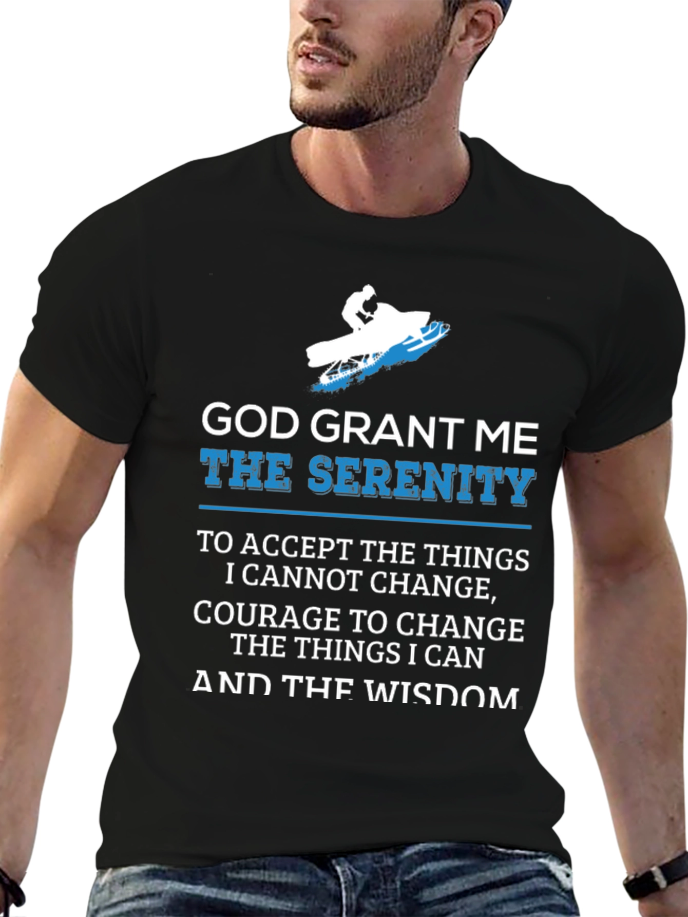Serenity Prayer Snowmobile Black T-Shirt