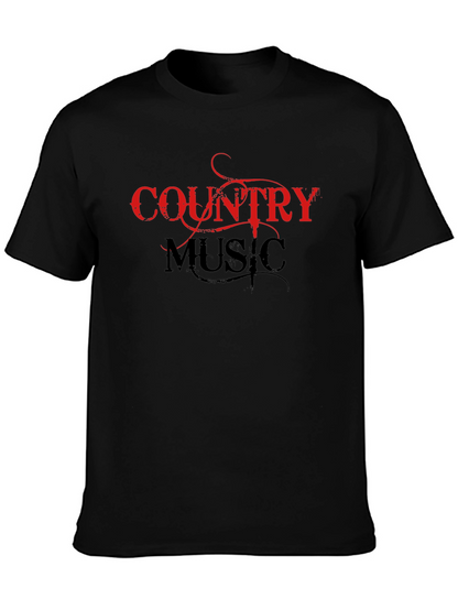 Country Music Graphic Tee - Black Cotton Shirt