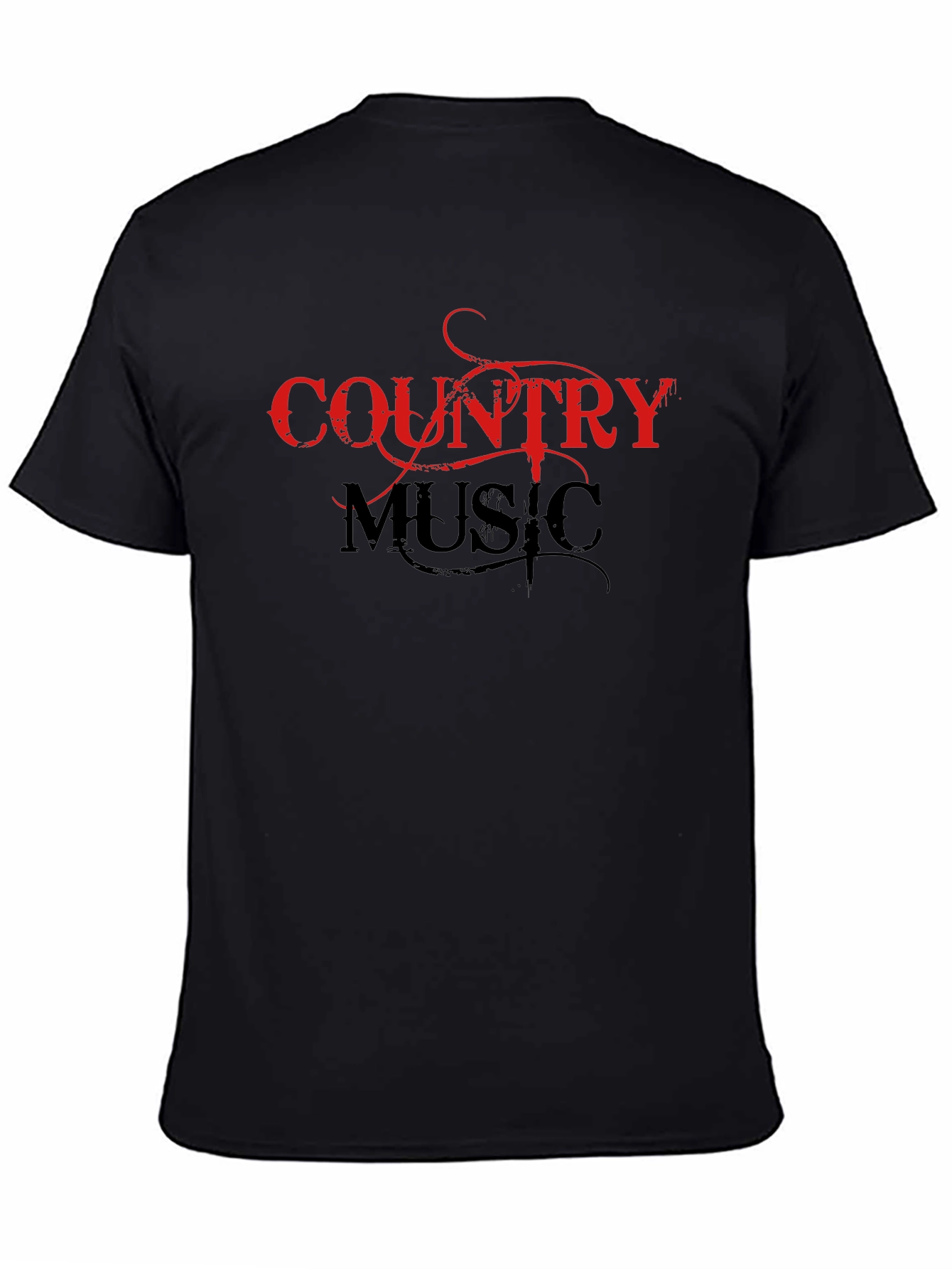 Country Music Graphic Tee - Black Cotton Shirt