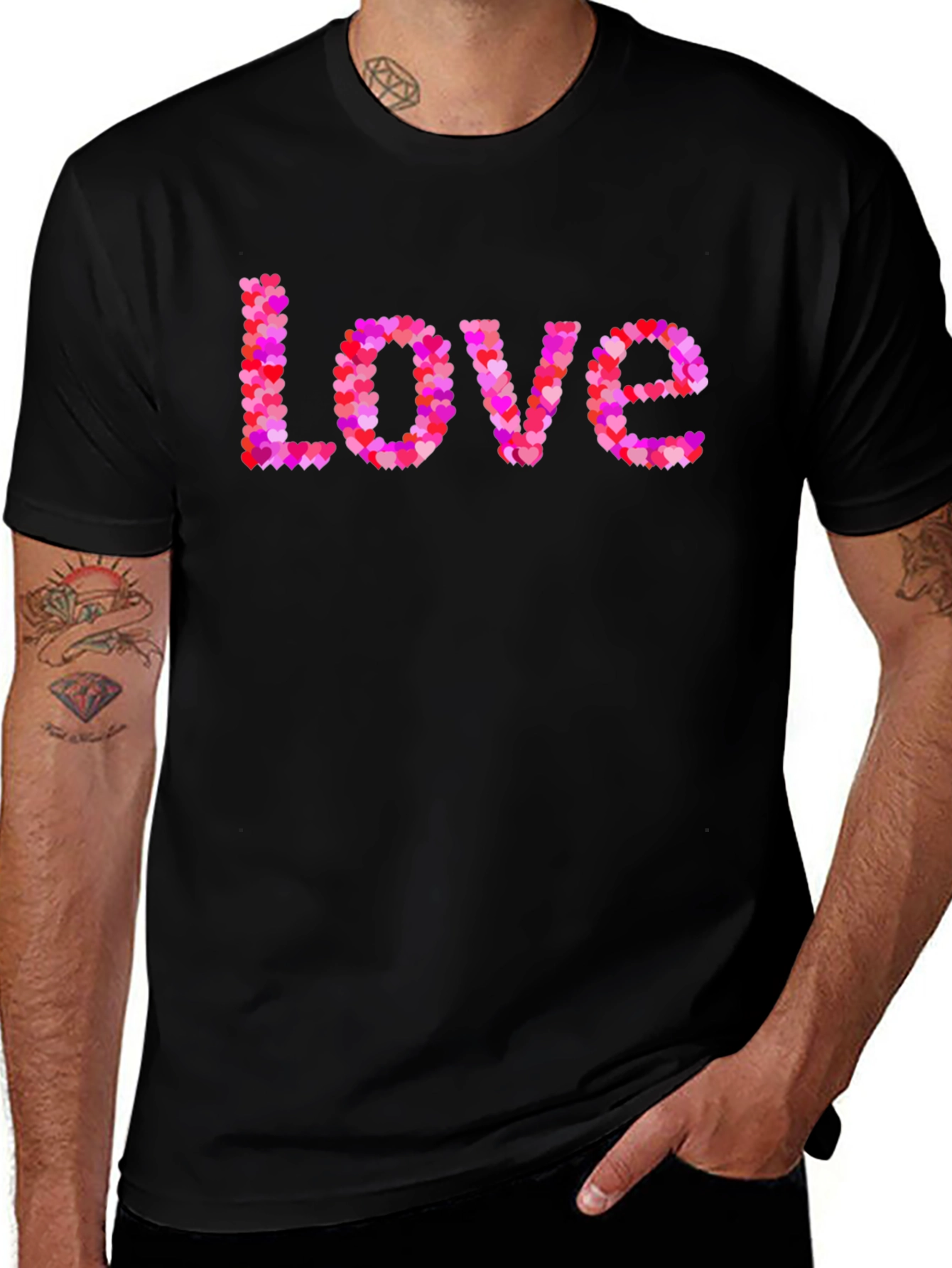 Heart Love Graphic Black T-Shirt