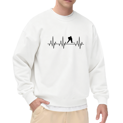 Hockey Heartbeat Sweatshirt - Ice Hockey Player ECG Line Crewneck, Minimalist Sports Heartbeat Pullover, Hockey Player Gift Sweatshirt, Rink Lover Top