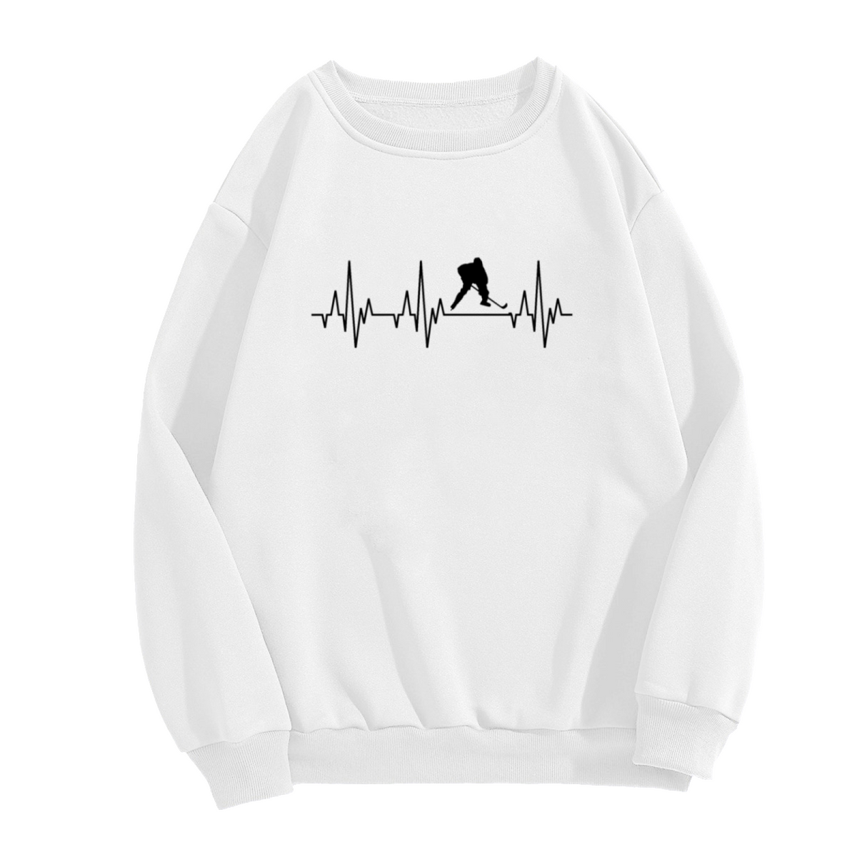 Hockey Heartbeat Sweatshirt - Ice Hockey Player ECG Line Crewneck, Minimalist Sports Heartbeat Pullover, Hockey Player Gift Sweatshirt, Rink Lover Top