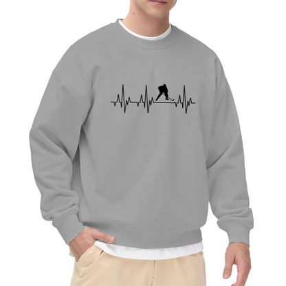 Hockey Heartbeat Sweatshirt - Ice Hockey Player ECG Line Crewneck, Minimalist Sports Heartbeat Pullover, Hockey Player Gift Sweatshirt, Rink Lover Top