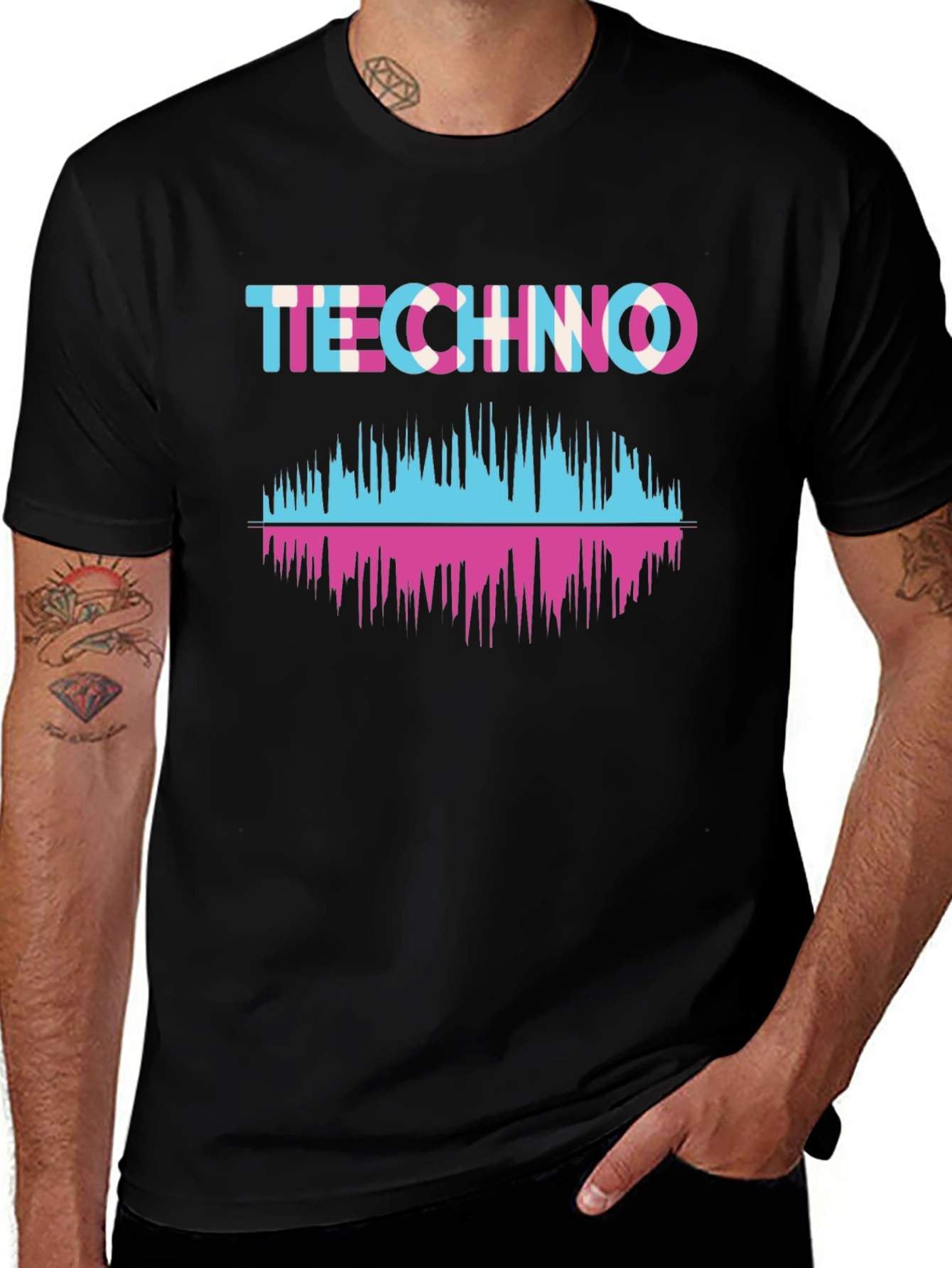 Techno Music Waveform Graphic T-Shirt