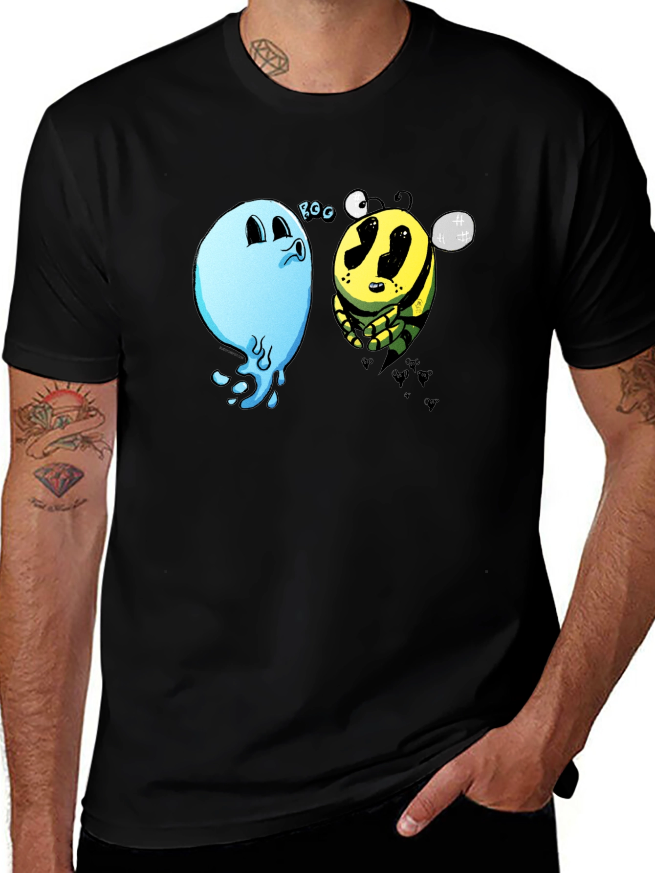 Boo Bee Black T-Shirt - Funny Cartoon Graphic Tee