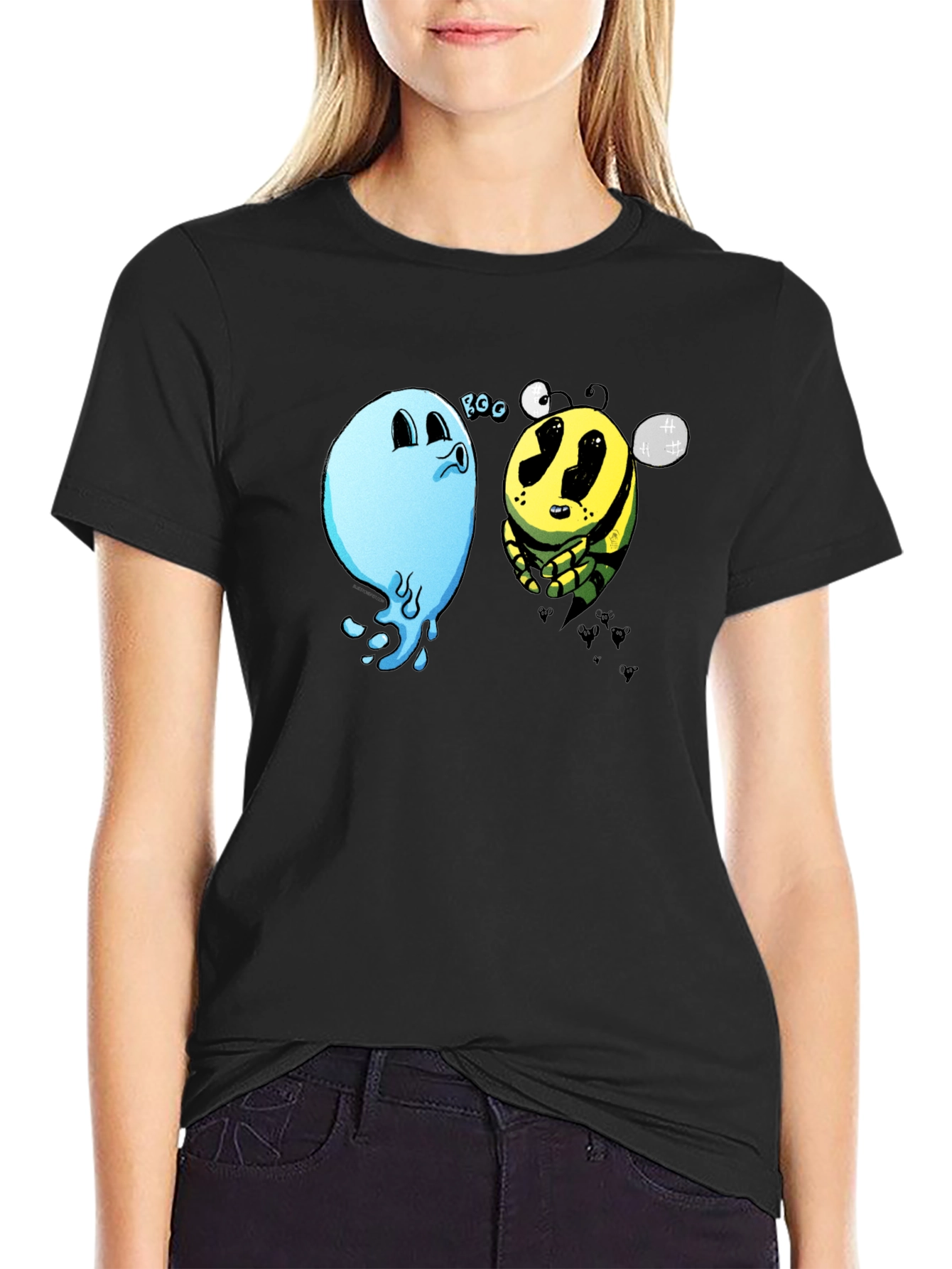Boo Bee Black T-Shirt - Funny Cartoon Graphic Tee