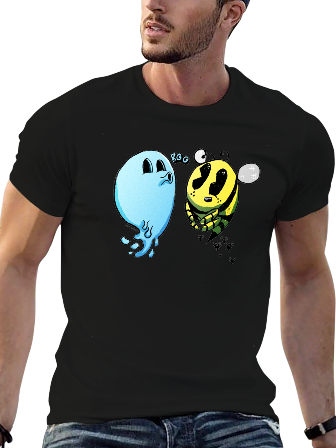 Boo Bee Black T-Shirt - Funny Cartoon Graphic Tee
