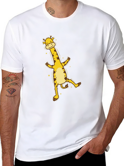 Fun Giraffe Graphic Tee - Black Cotton T-Shirt