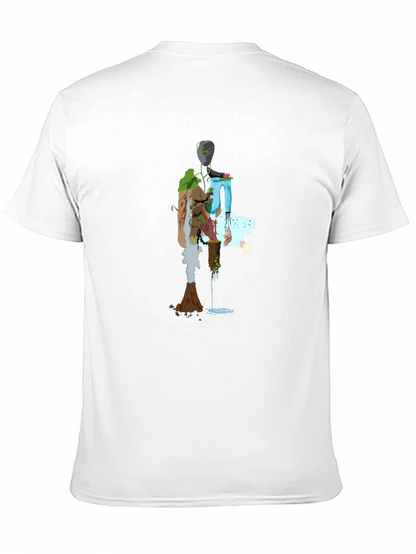 Nature Abstract Graphic Tee - Stylish Black T-Shirt