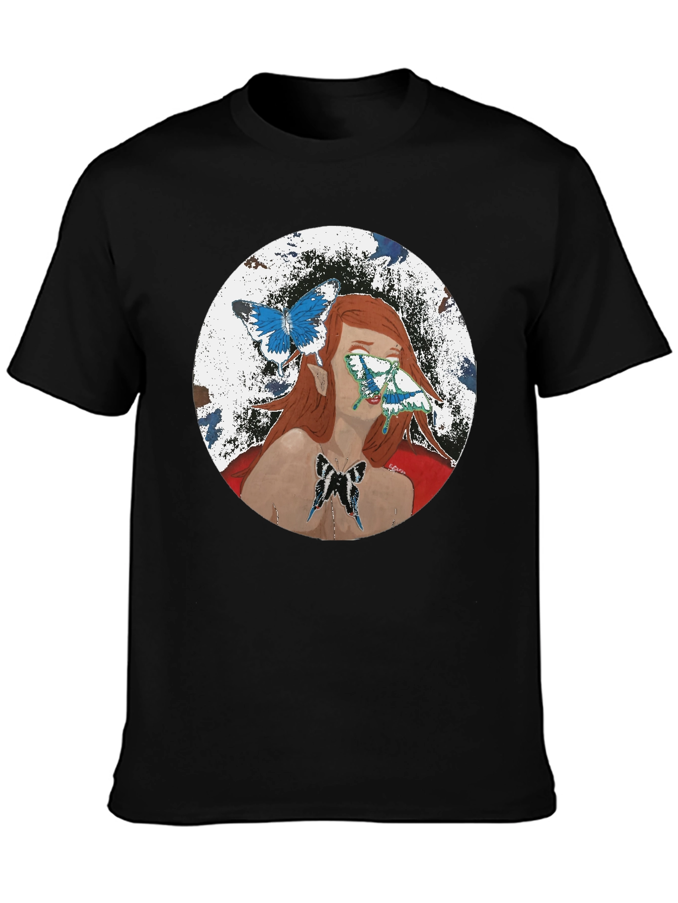 Butterfly Woman Graphic T-Shirt - Black