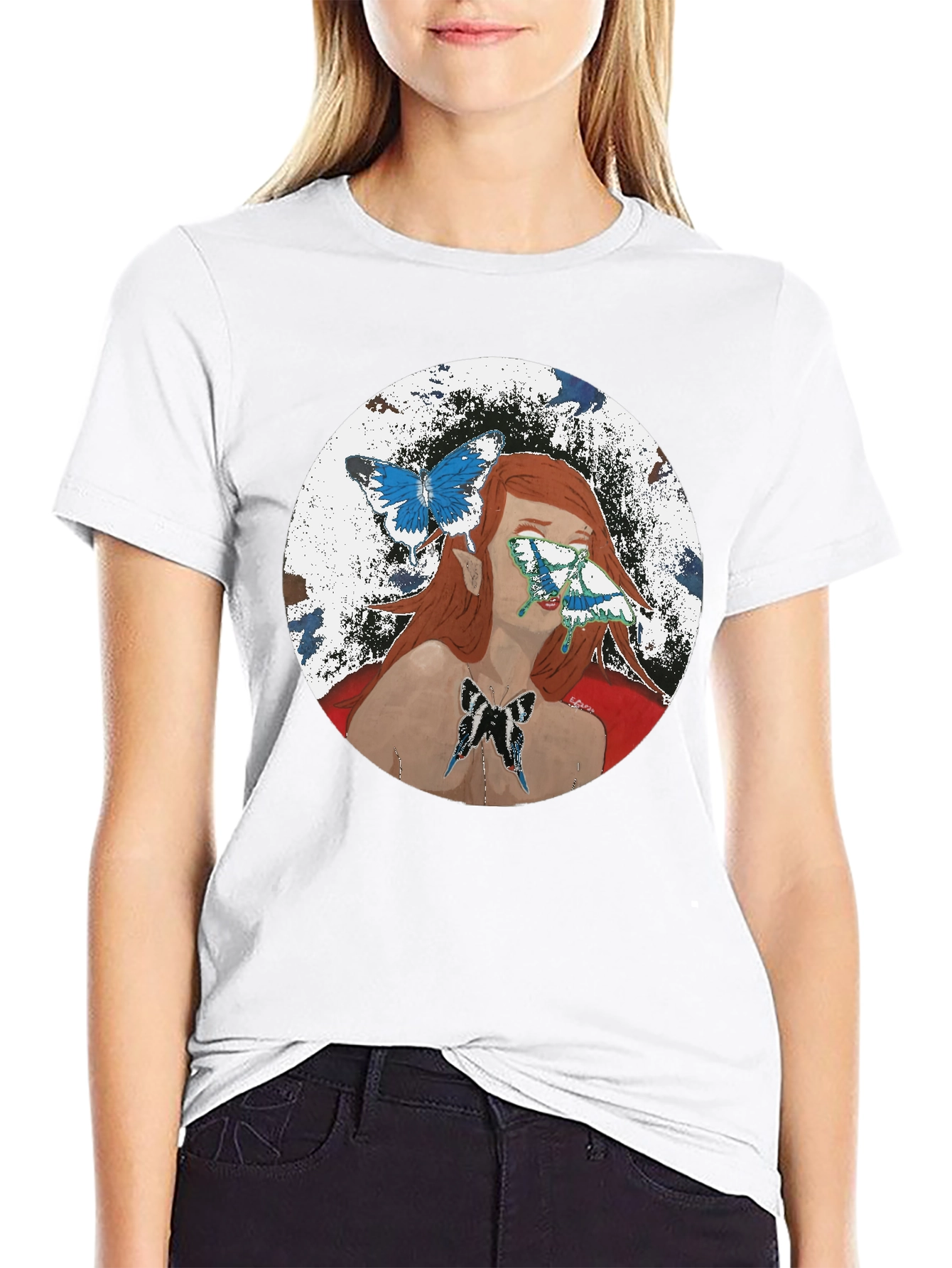 Butterfly Woman Graphic T-Shirt - Black