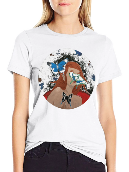 Butterfly Woman Graphic T-Shirt - Black