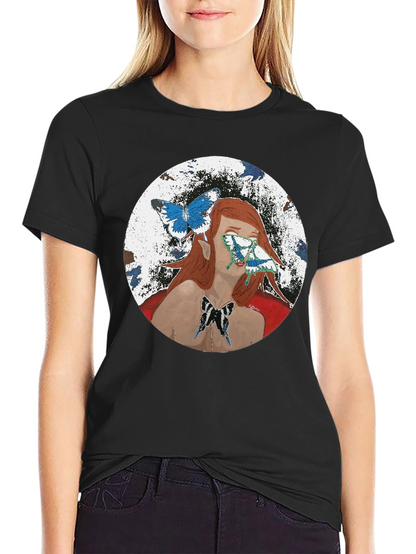 Butterfly Woman Graphic T-Shirt - Black