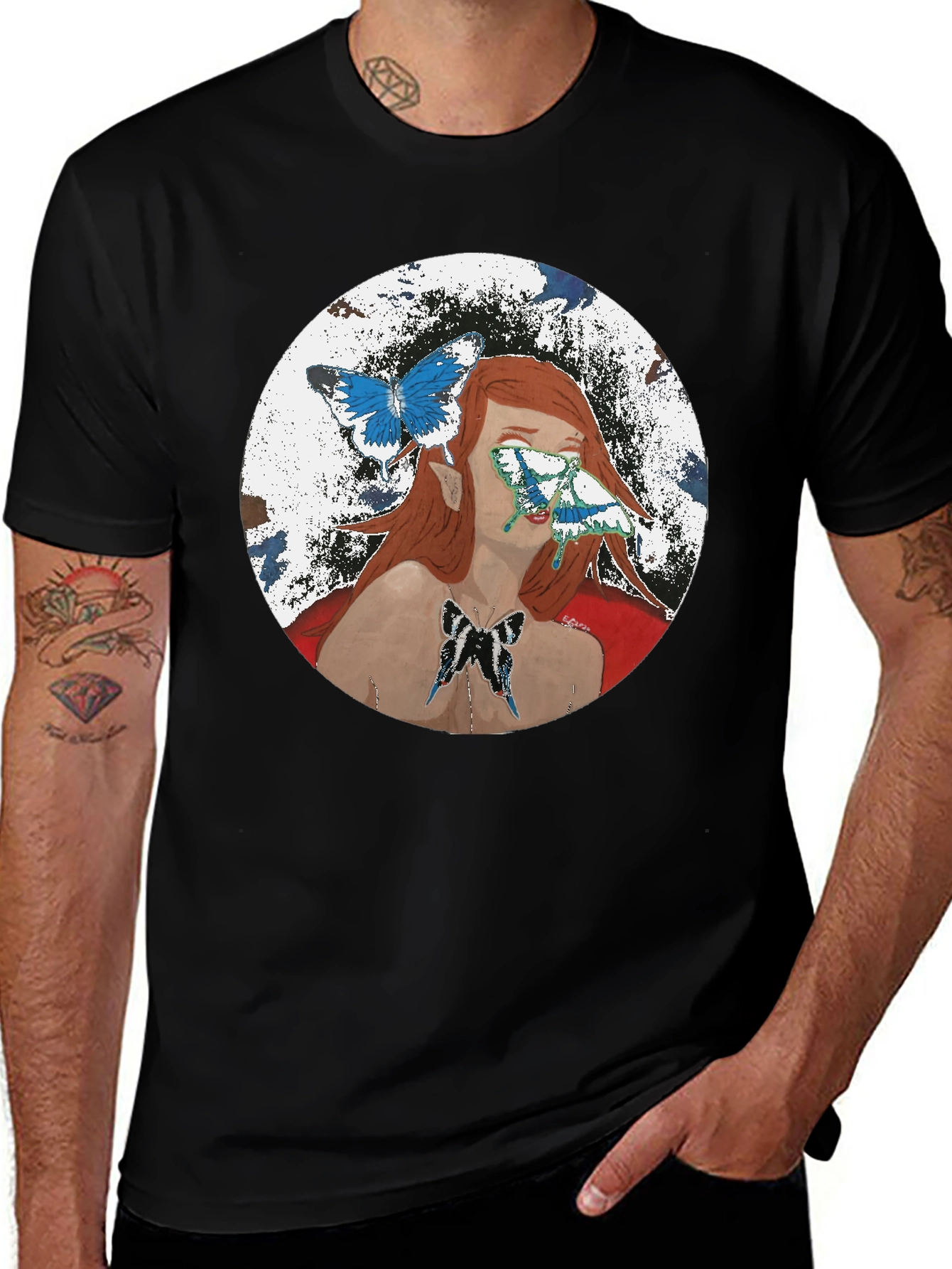 Butterfly Woman Graphic T-Shirt - Black