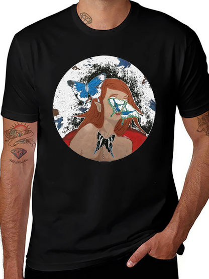 Butterfly Woman Graphic T-Shirt - Black