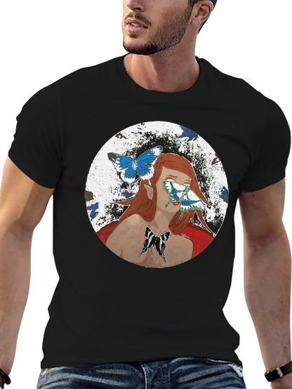 Butterfly Woman Graphic T-Shirt - Black