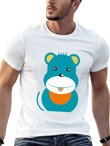 Cartoon Bear Graphic Print Black T-Shirt
