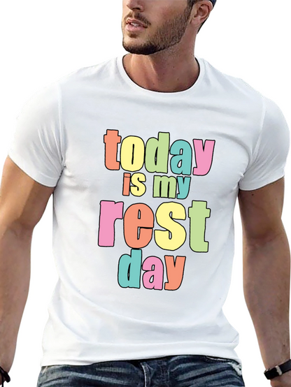 Today Is My Rest Day Black Cotton T-Shirt
