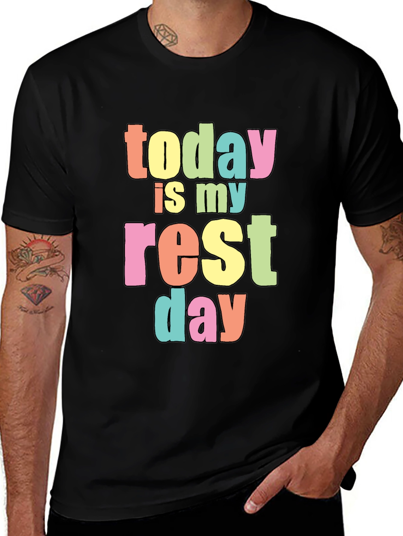 Today Is My Rest Day Black Cotton T-Shirt