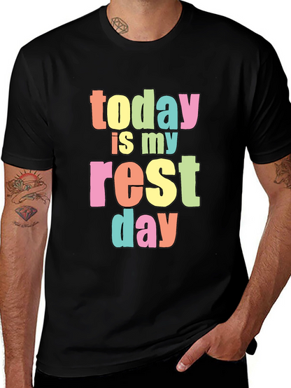Today Is My Rest Day Black Cotton T-Shirt