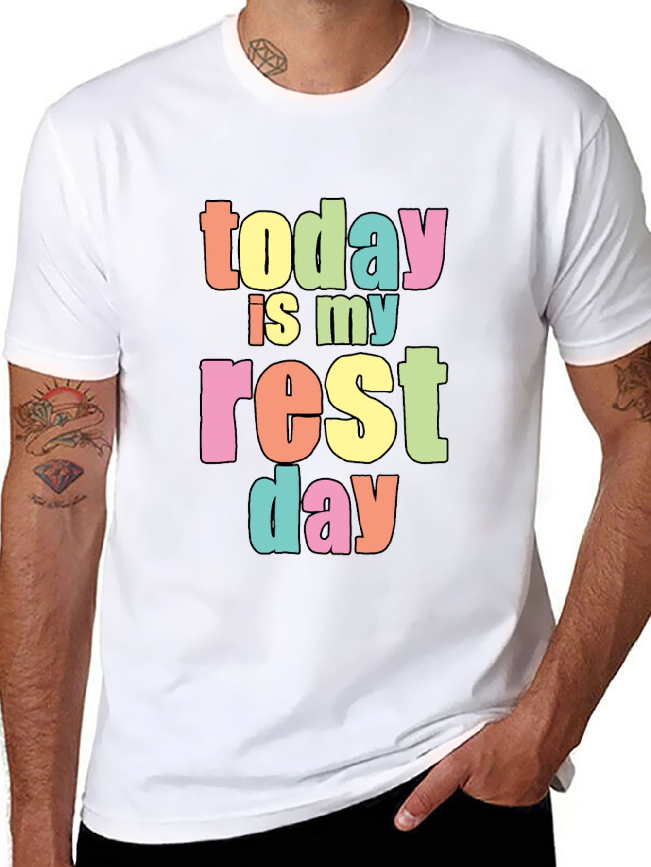 Today Is My Rest Day Black Cotton T-Shirt