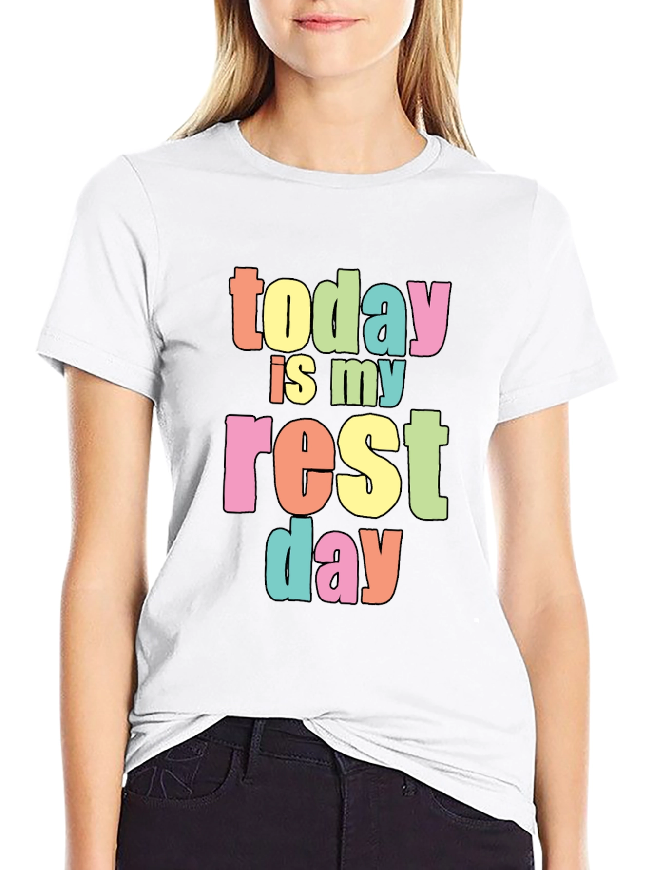 Today Is My Rest Day Black Cotton T-Shirt