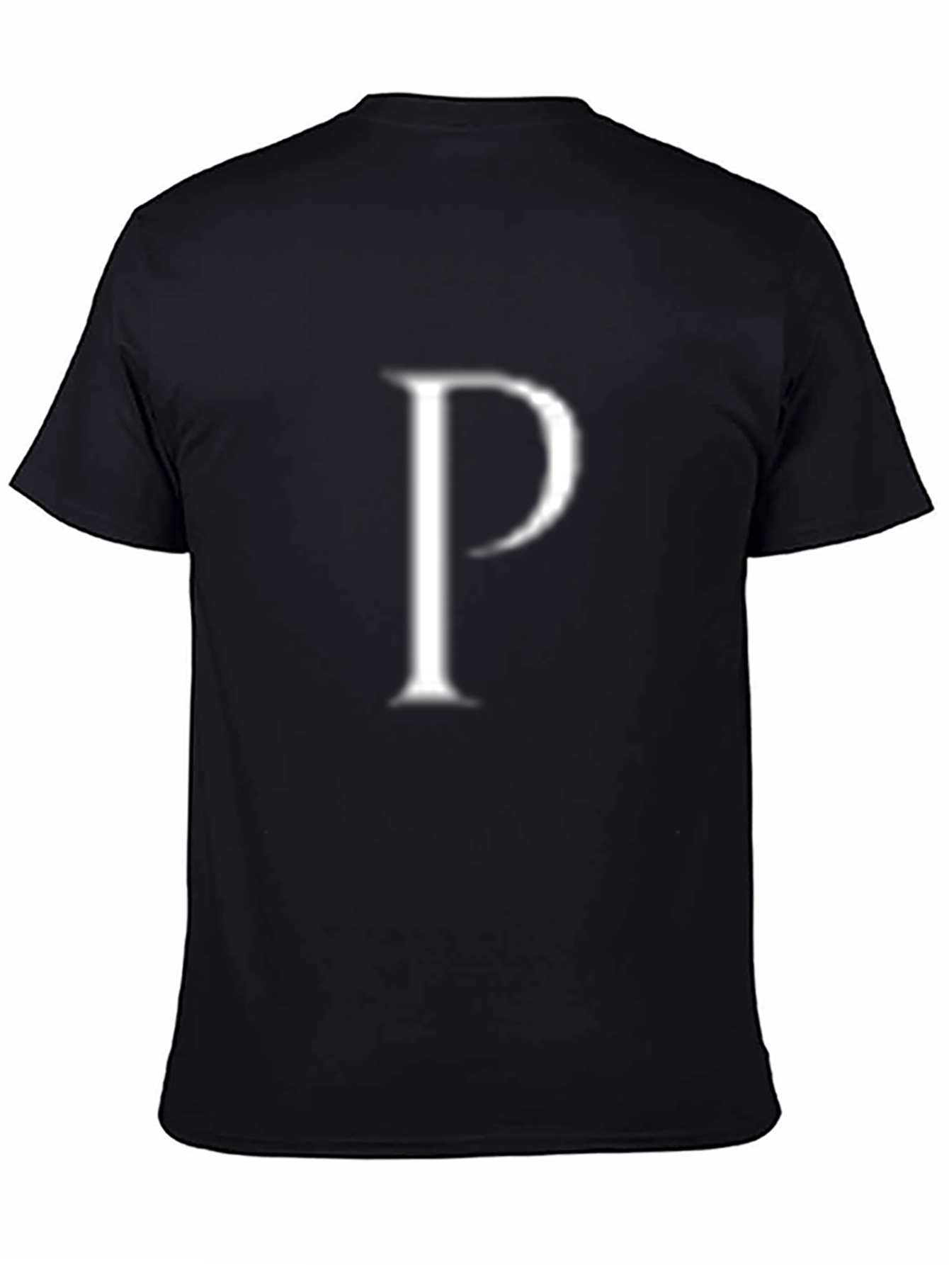 Mens Black T-Shirt with White P Design