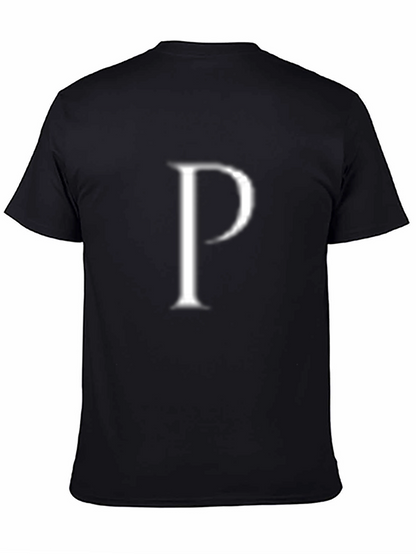 Mens Black T-Shirt with White P Design