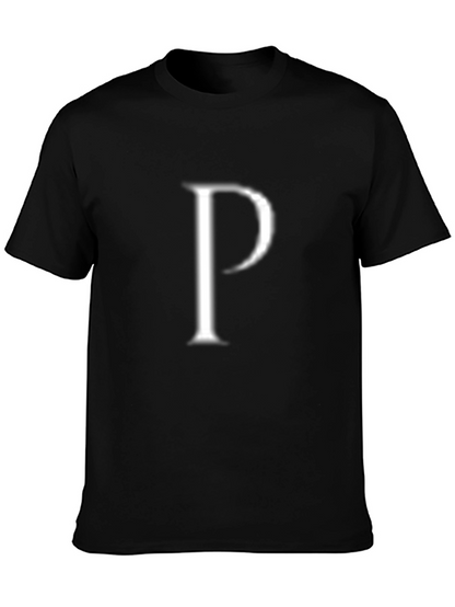 Mens Black T-Shirt with White P Design