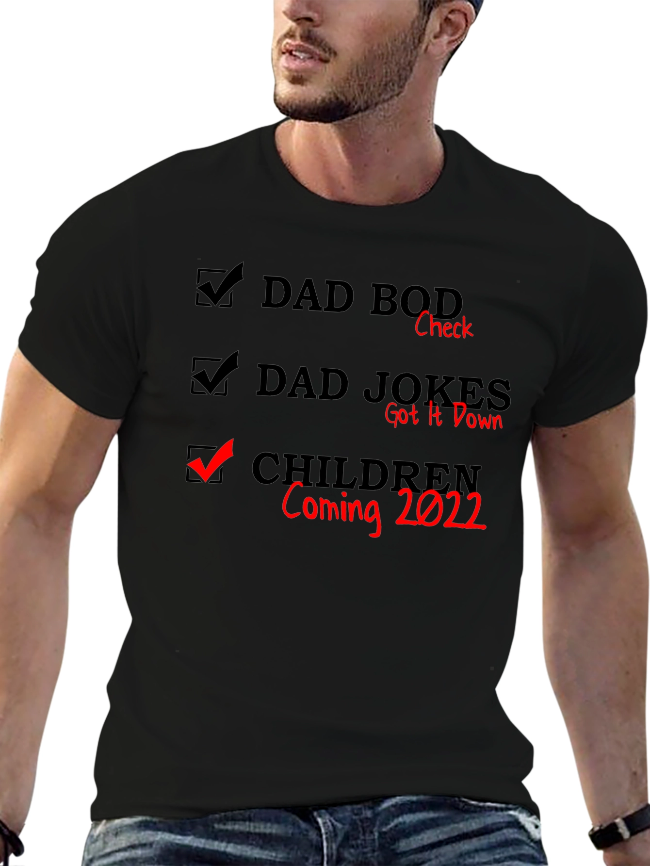 Dad Bod Dad Jokes Coming 2022 Black T-Shirt