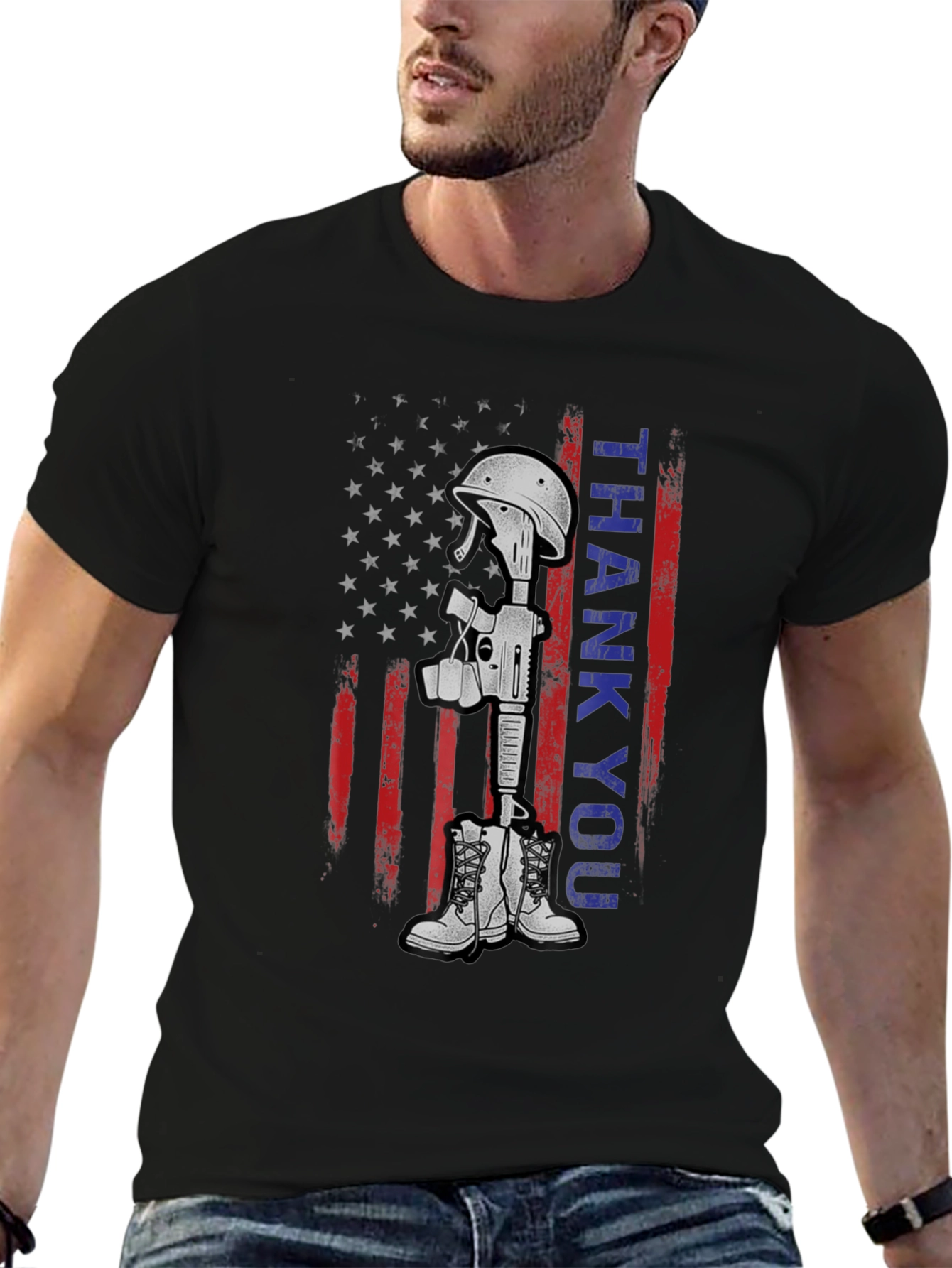 Thank You Battle Cross T-Shirt - Patriotic Tribute Tee