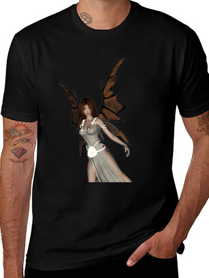Winged Fairy Graphic Black T-Shirt