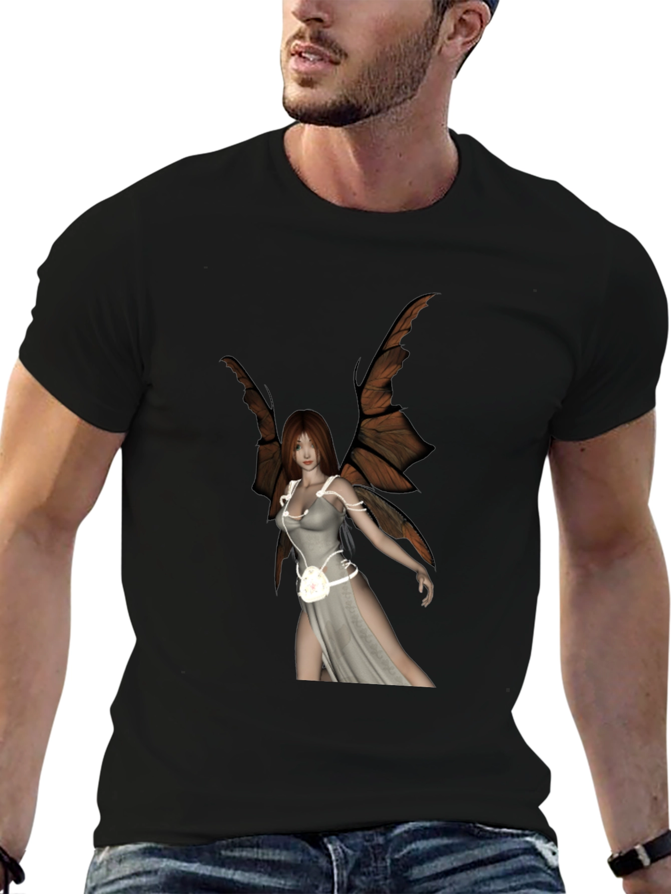 Winged Fairy Graphic Black T-Shirt