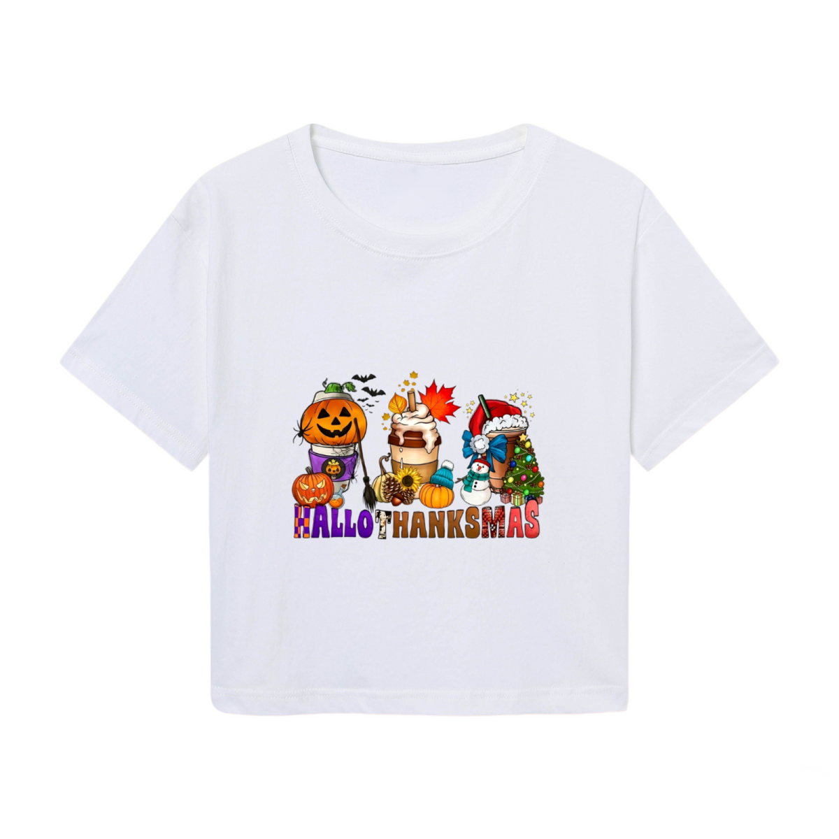 Hallothanksmas Holiday Mix Fall Season Cropped T?Shirt