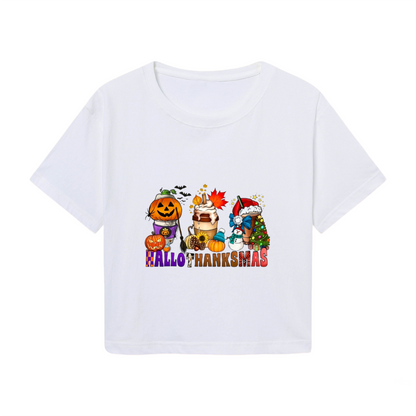 Hallothanksmas Holiday Mix Fall Season Cropped T?Shirt