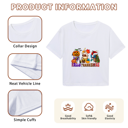 Hallothanksmas Holiday Mix Fall Season Cropped T?Shirt