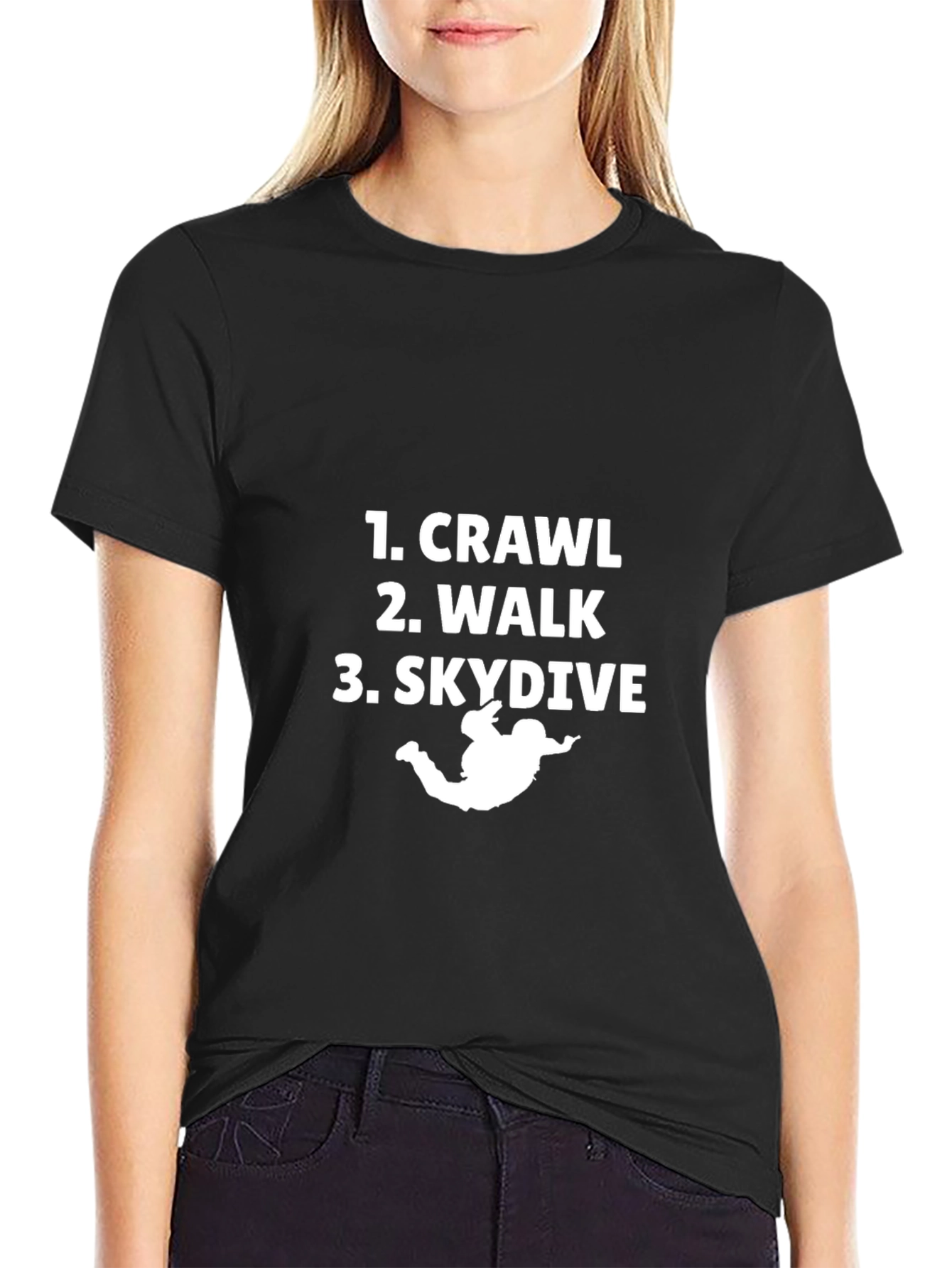 Crawl Walk Skydive Black Graphic Tee