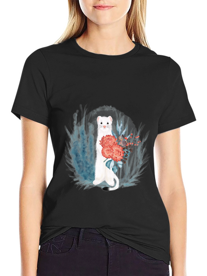 Floral Ferret Graphic Tee - Black