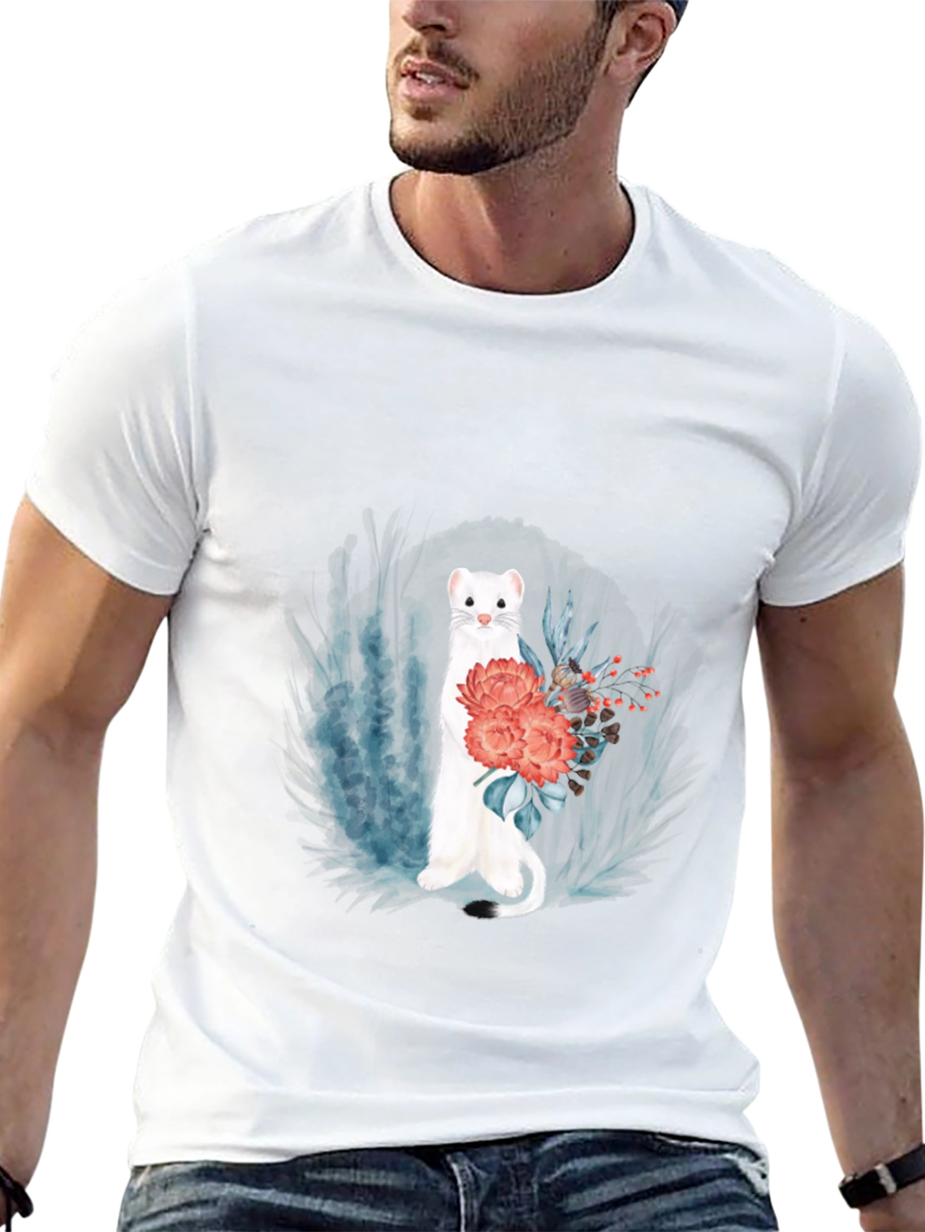 Floral Ferret Graphic Tee - Black