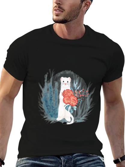 Floral Ferret Graphic Tee - Black