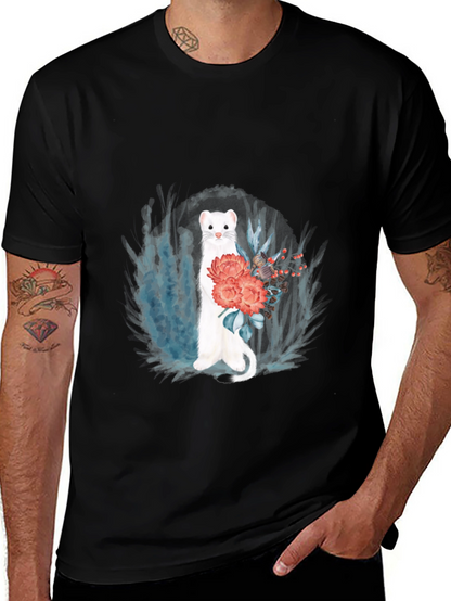 Floral Ferret Graphic Tee - Black