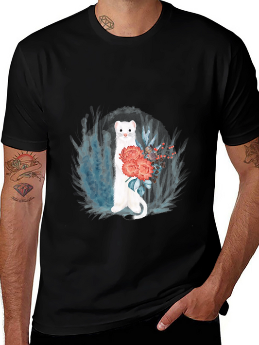 Floral Ferret Graphic Tee - Black