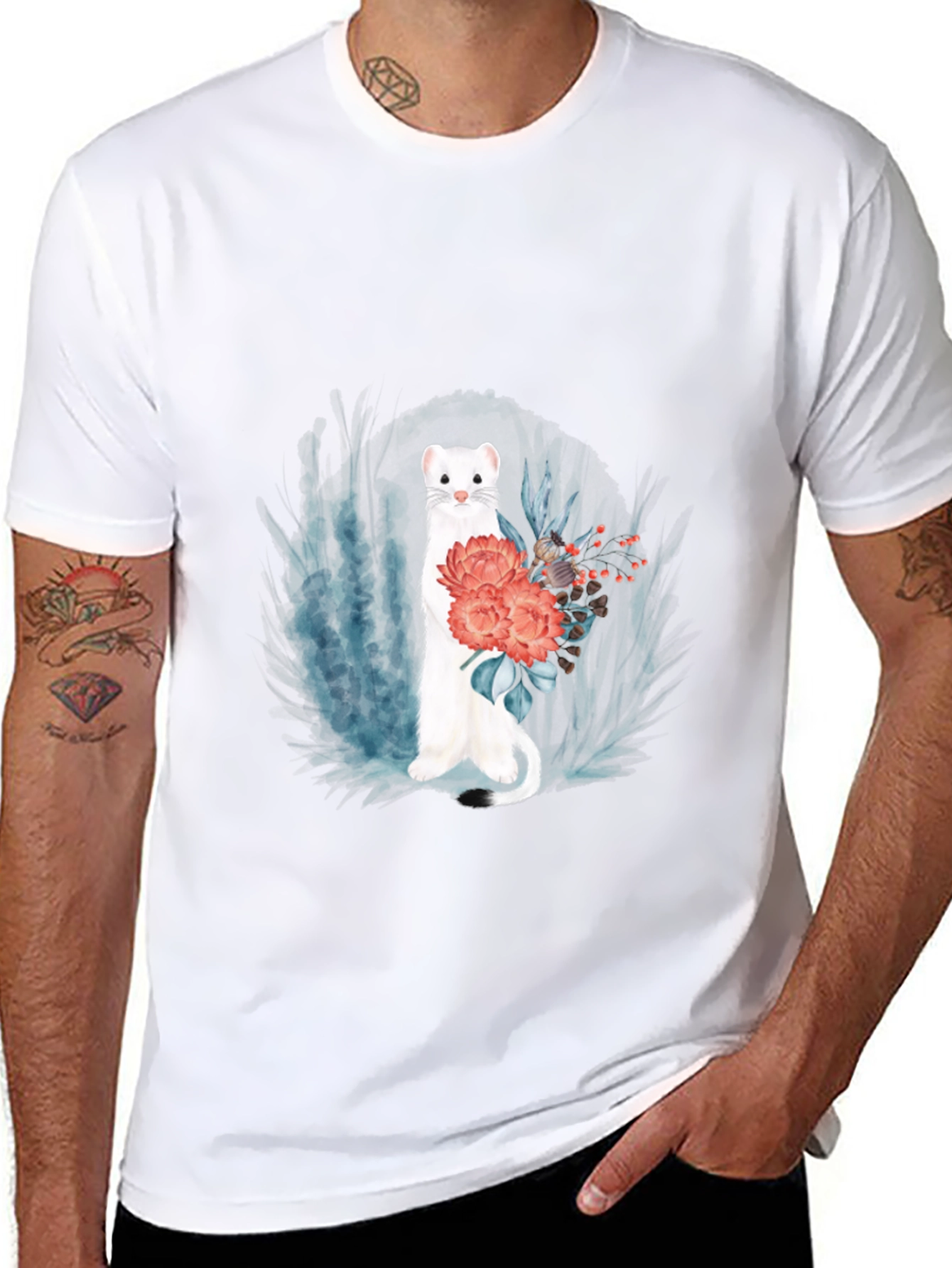 Floral Ferret Graphic Tee - Black