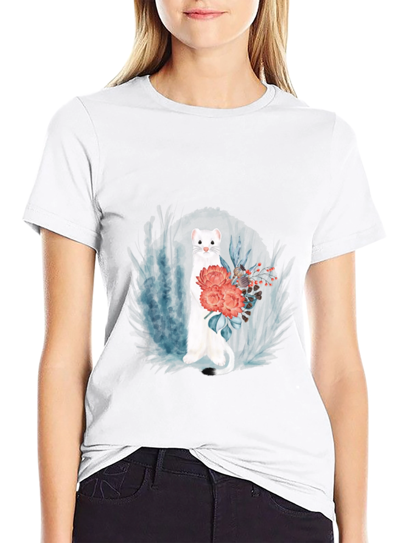 Floral Ferret Graphic Tee - Black
