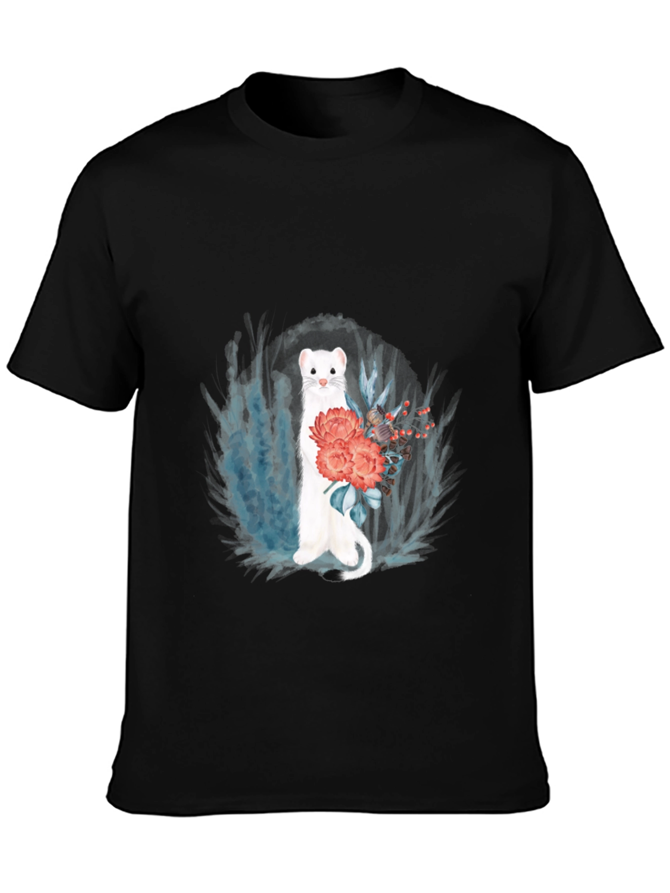 Floral Ferret Graphic Tee - Black