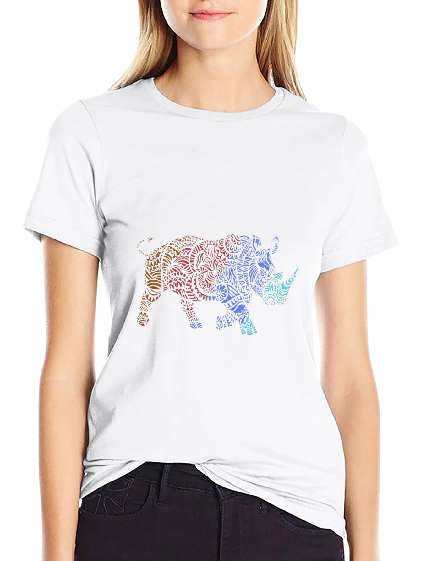 Stylish Rhino Graphic Tee - Mens Black T-Shirt